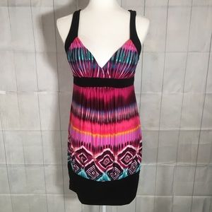 Rue 21 Sleeveless Patterned Dress Black Pink Lg